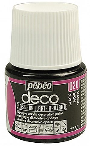 Akrylové barvy DECO- lesklé 45 ml. 20 Deep black