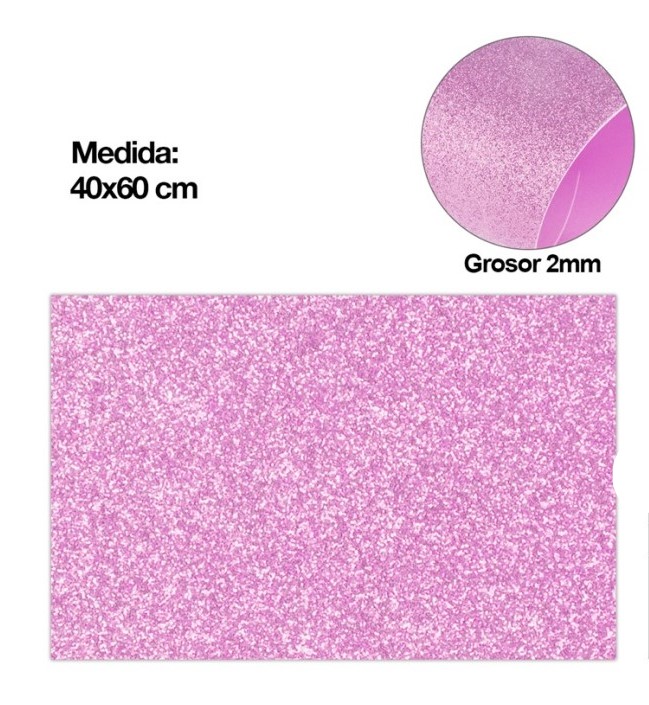 Pěnová guma EVA - glitter růžová