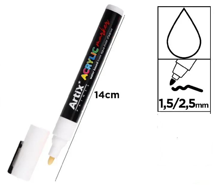 Acrylic marker 2 mm - bílá