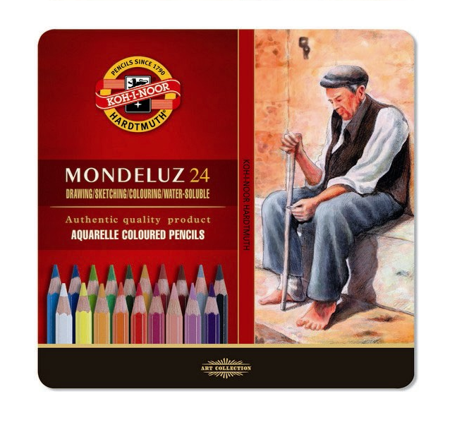 Akvarelové pastelky Mondeluz 24 KOH-I-NOR v plechové kazetě - Image 3