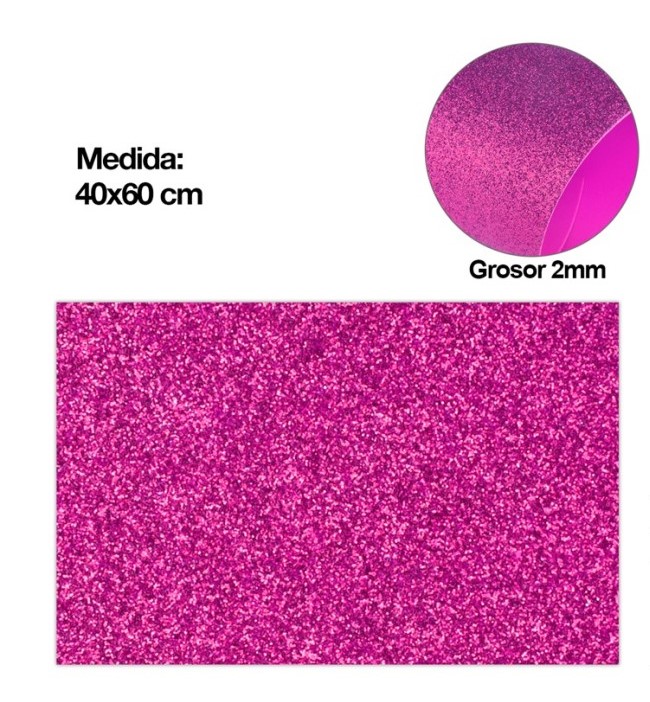 Pěnová guma EVA - glitter fuchsie