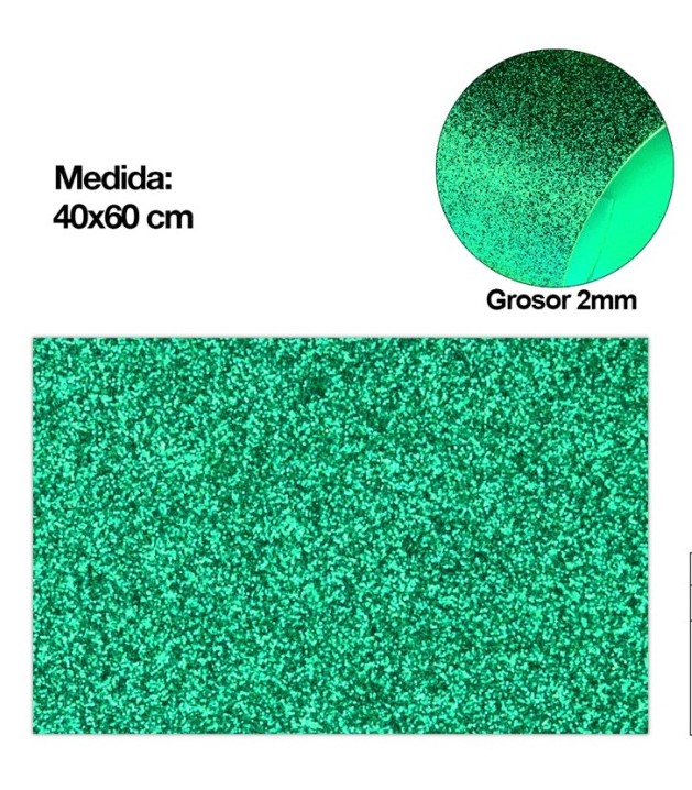 Pěnová guma EVA - glitter zelená tmavá