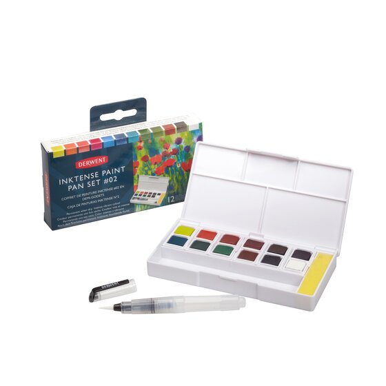 Akvarelové barvy Derwent INKTENSE PAINT PAN SET 12