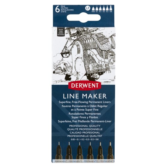 LINE MAKER Black - sada 6ks -Derwent