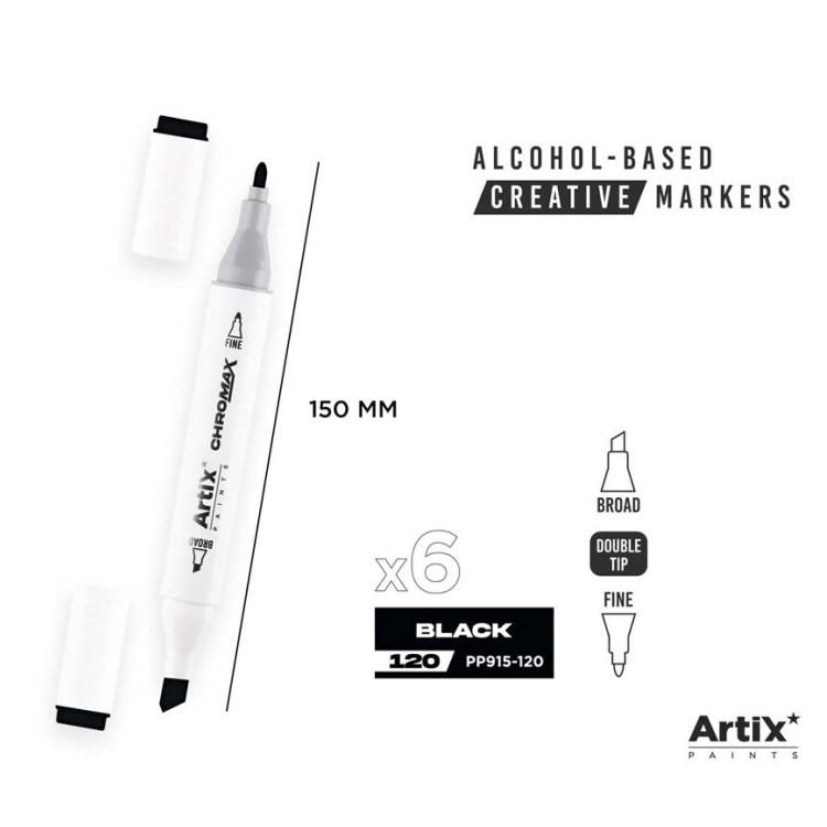 Alkoholový marker Artix Chromax bleck 120