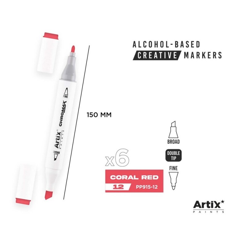 Alkoholový marker Artix Chromax Coral Red 12