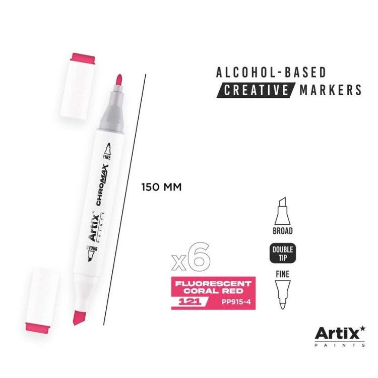 Alkoholový marker Artix Chromax Fluorescent Coral Red 121