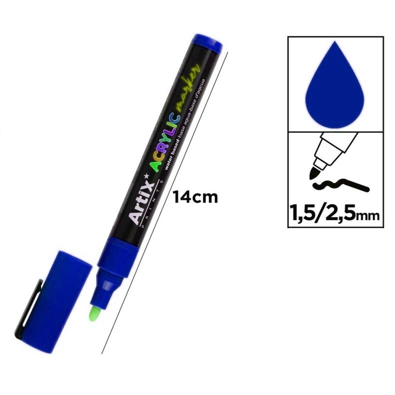 Acrylic marker 1,5 - 2,5 mm tmavě modrá