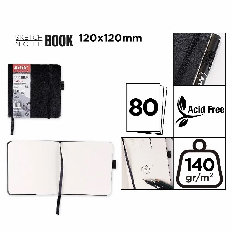 Sketch note book Artix 12x12cm