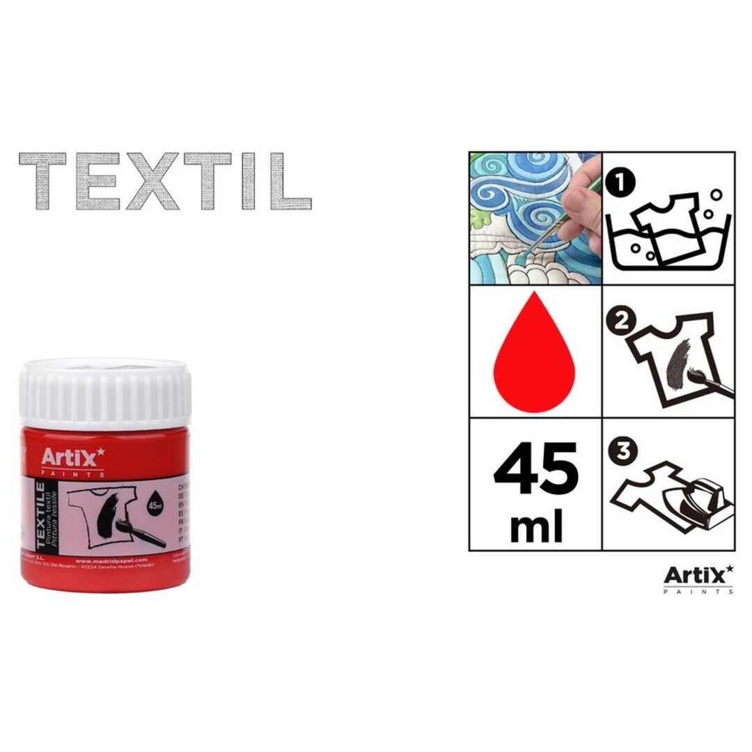 RED 45 ml -TEXTILNÍ BARVA - červená